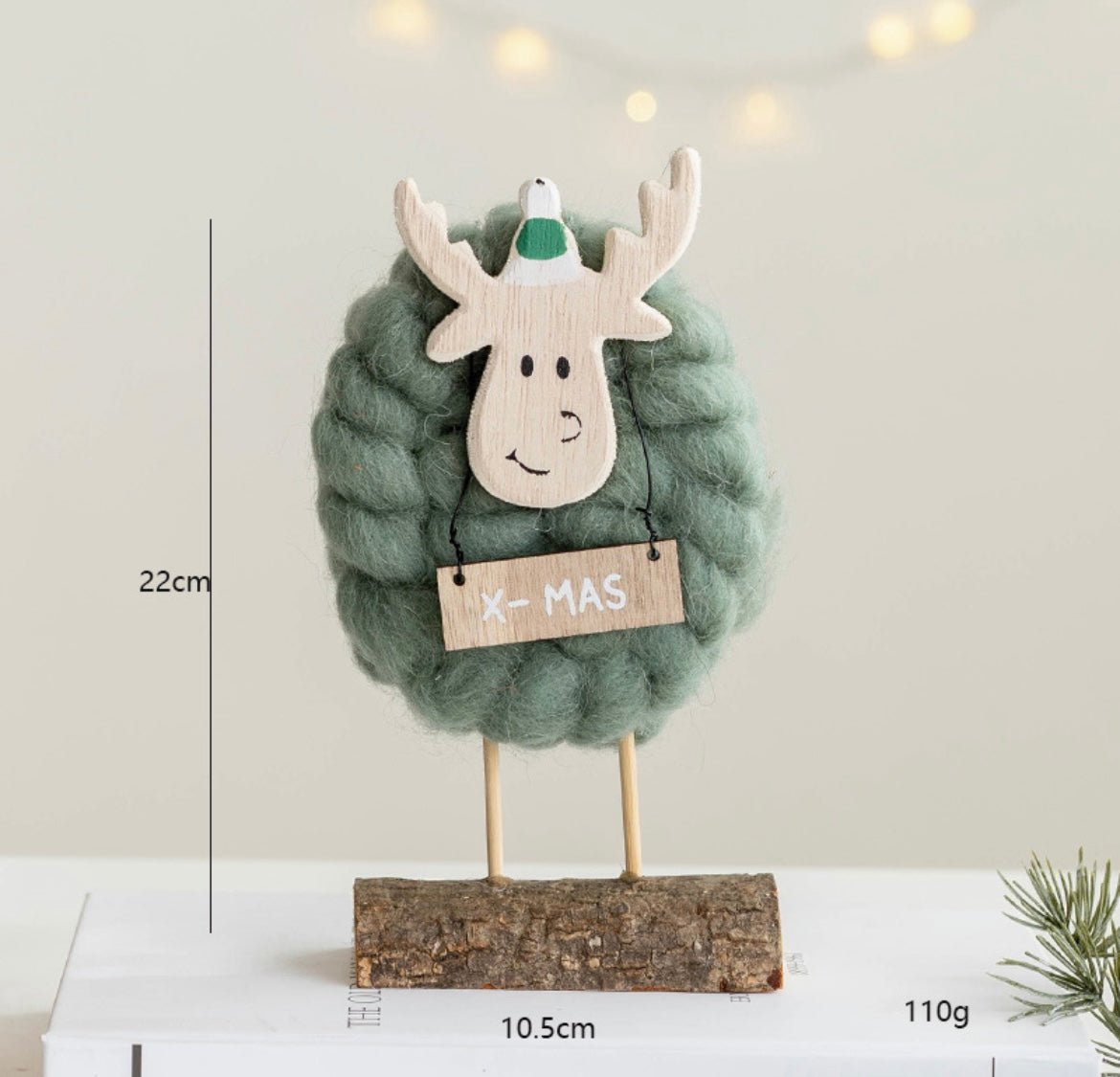 Handmade Wool and Wood Christmas Table Stand Decor - Festive Santa, Lamb, Snowman, Tree - Unique Holiday Gifts - Simplidecor