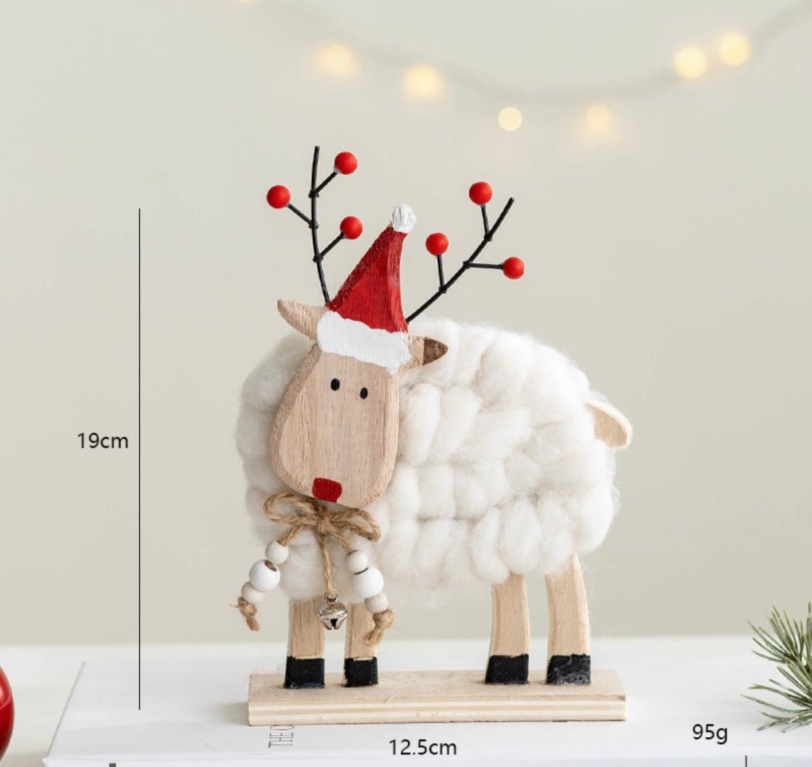 Handmade Wool and Wood Christmas Table Stand Decor - Festive Santa, Lamb, Snowman, Tree - Unique Holiday Gifts - Simplidecor