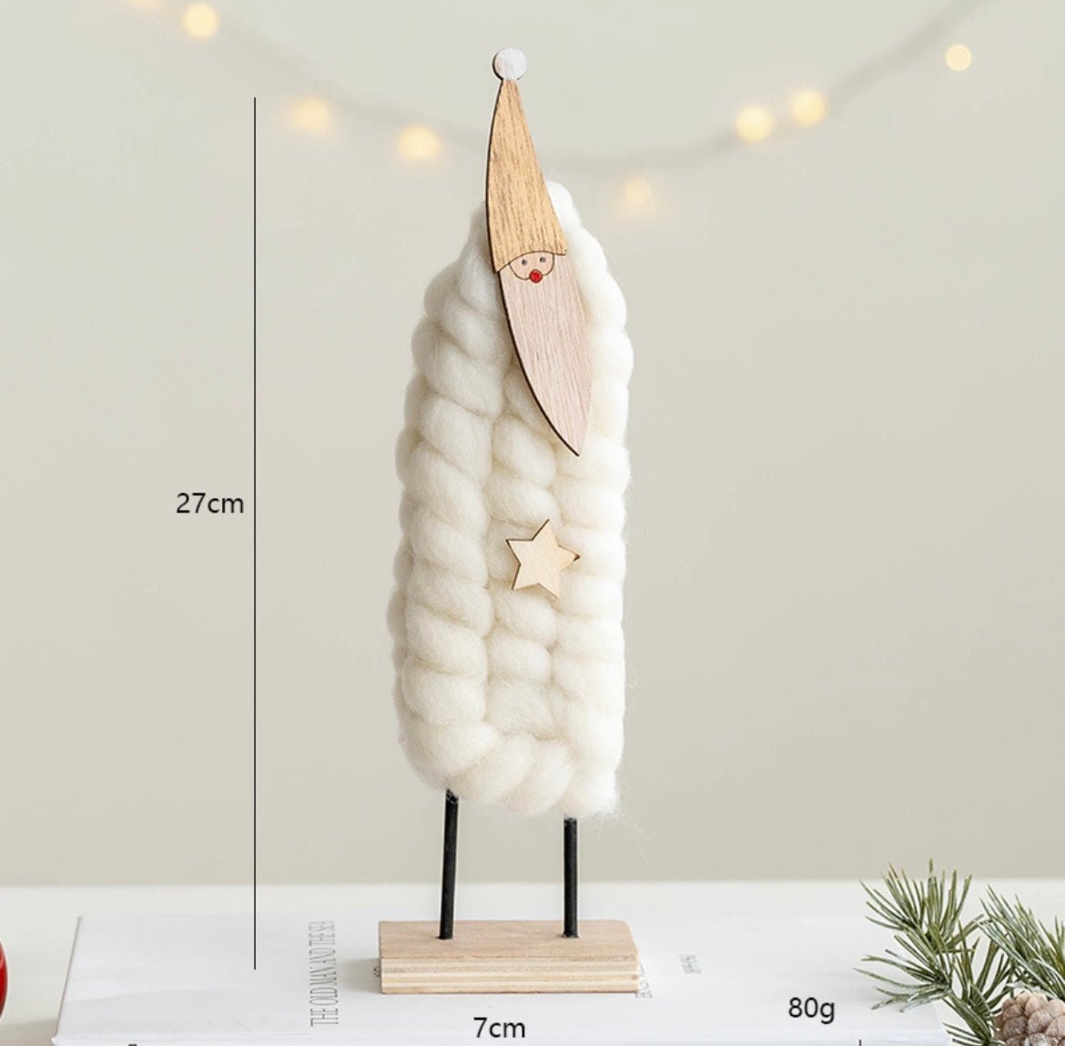 Handmade Wool and Wood Christmas Table Stand Decor - Festive Santa, Lamb, Snowman, Tree - Unique Holiday Gifts - Simplidecor