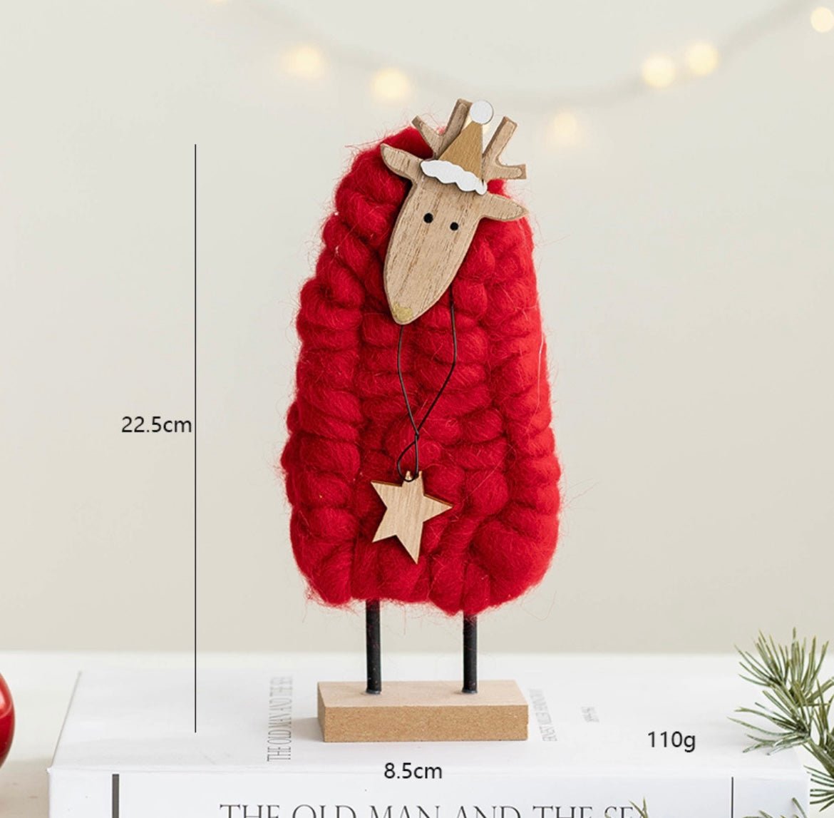 Handmade Wool and Wood Christmas Table Stand Decor - Festive Santa, Lamb, Snowman, Tree - Unique Holiday Gifts - Simplidecor