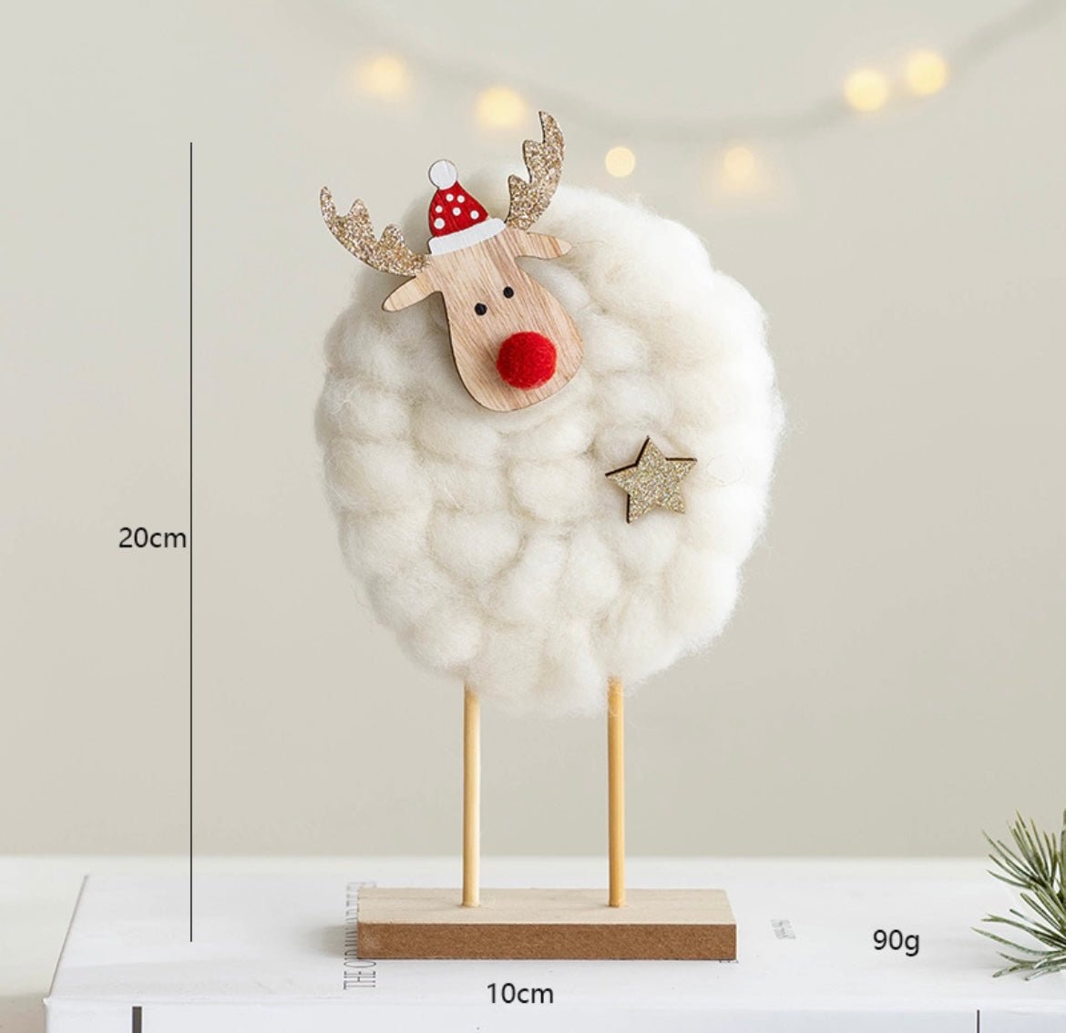 Handmade Wool and Wood Christmas Table Stand Decor - Festive Santa, Lamb, Snowman, Tree - Unique Holiday Gifts - Simplidecor