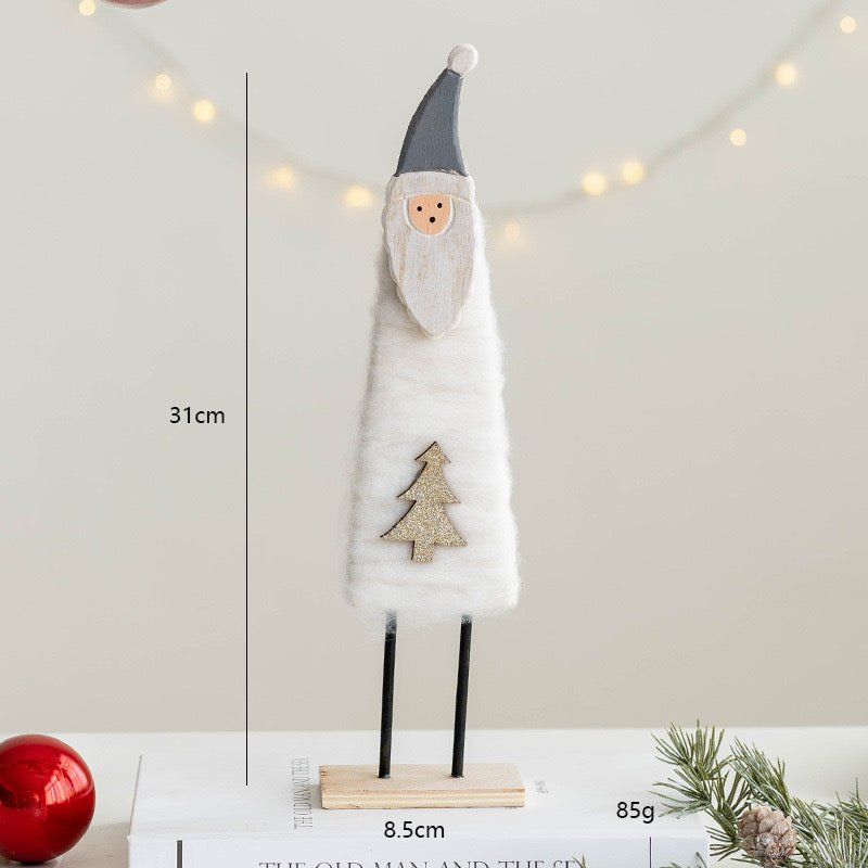 Handmade Wool and Wood Christmas Table Stand Decor - Festive Santa, Lamb, Snowman, Tree - Unique Holiday Gifts - Simplidecor