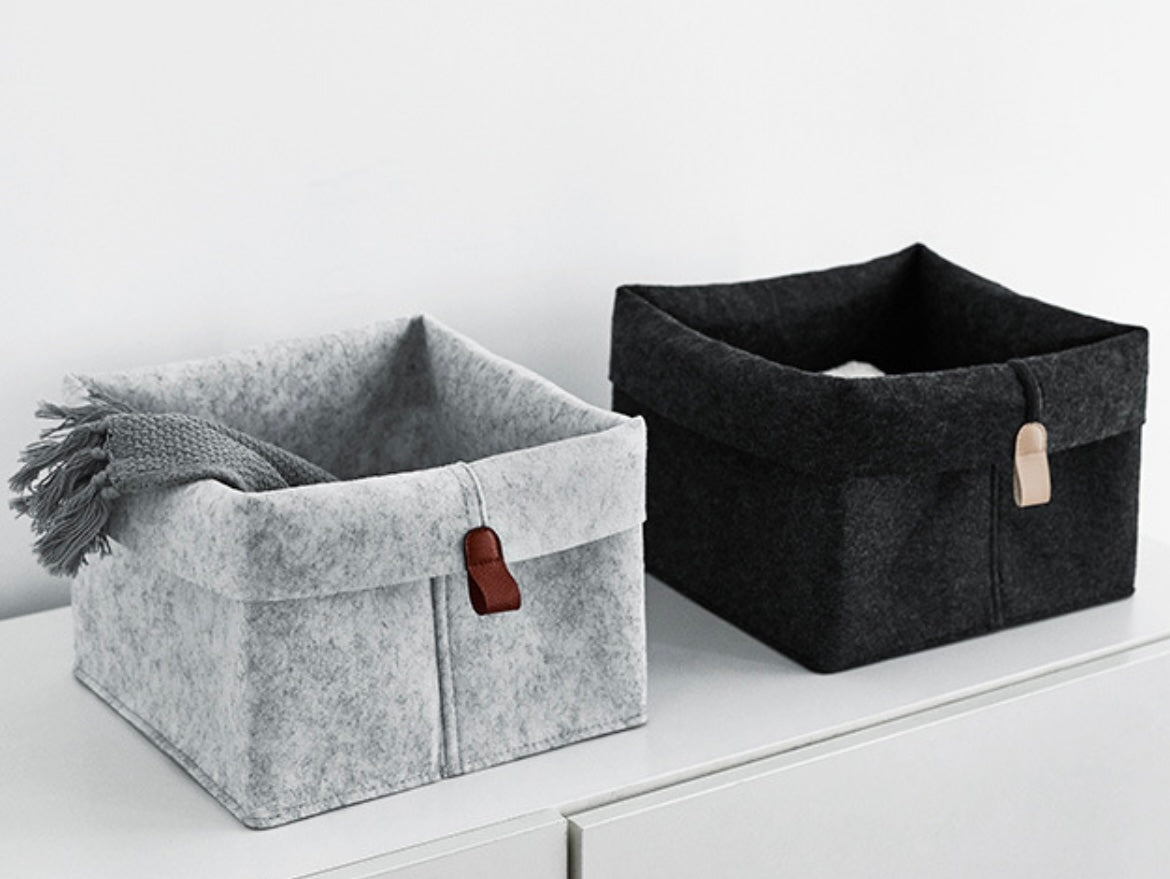 Modern Felt Storage Basket: Minimalist Foldable Organization for Home and Office in Dark Grey and Light Grey | Stylish, Convenient, and Perfect for Everyday Items! - Simplidecor