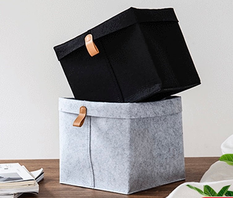 Modern Felt Storage Basket: Minimalist Foldable Organization for Home and Office in Dark Grey and Light Grey | Stylish, Convenient, and Perfect for Everyday Items! - Simplidecor