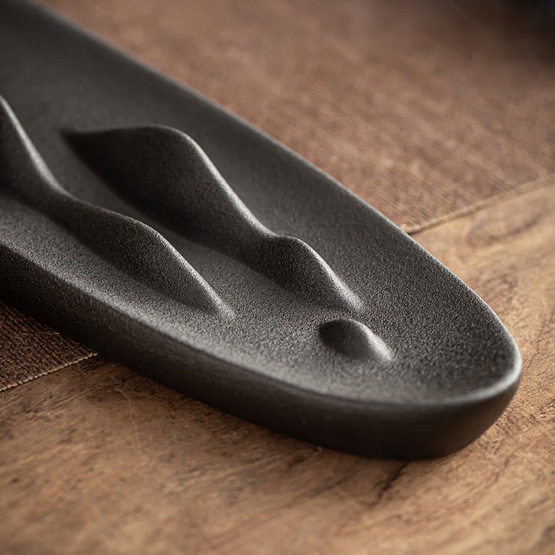 Mystical Tranquility: Black Ceramic Landscape Incense Holder – Perfect for Stick and Backflow Incense, an Artistic Home Accent and Thoughtful Gift - Simplidecor