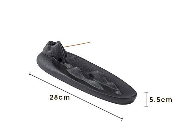 Mystical Tranquility: Black Ceramic Landscape Incense Holder – Perfect for Stick and Backflow Incense, an Artistic Home Accent and Thoughtful Gift - Simplidecor