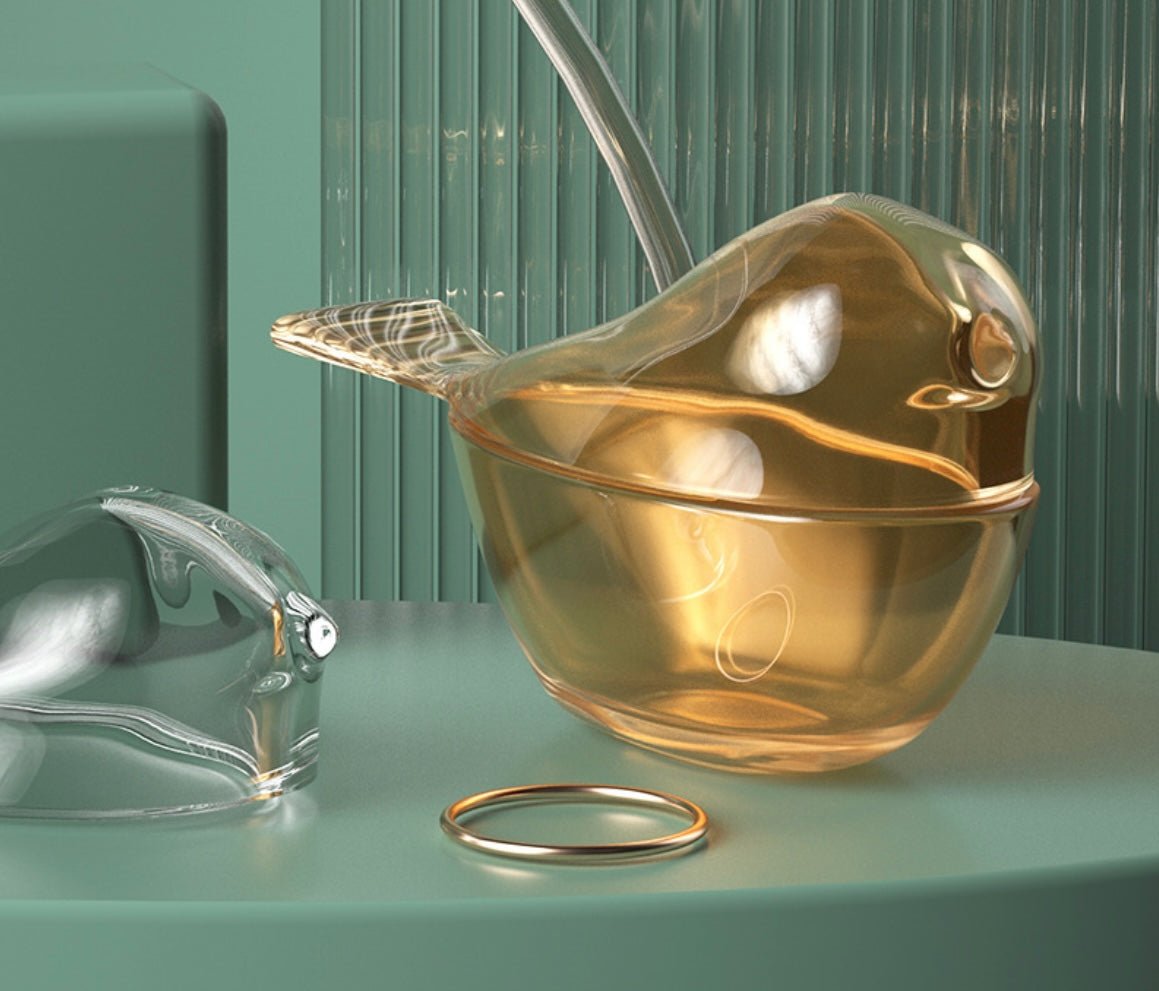 Organize in Style: Transparent Glass Bird - Shaped Storage Box for Jewelry and Trinkets – Choose Amber or Clear for a Charming Home Decor Accent and Thoughtful Gift! - Simplidecor
