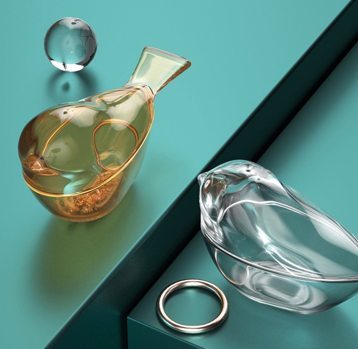 Organize in Style: Transparent Glass Bird - Shaped Storage Box for Jewelry and Trinkets – Choose Amber or Clear for a Charming Home Decor Accent and Thoughtful Gift! - Simplidecor