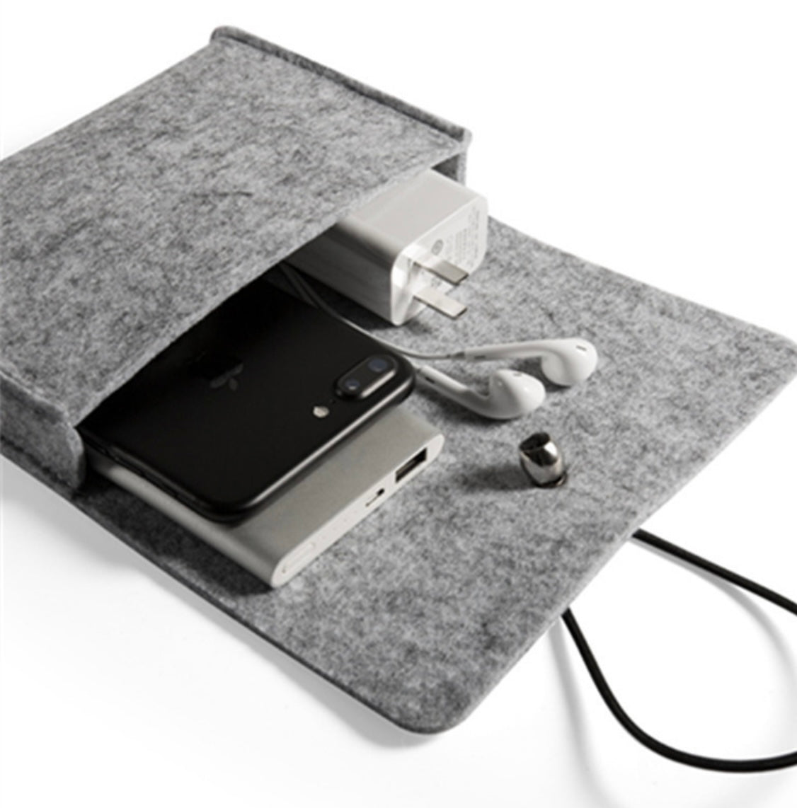 Simplify On - the - Go Organization with our Minimalist Felt Storage Pouch: Perfect for Chargers, Hard Drives, and Essentials. Light and Dark Gray Options for Effortless Style and Convenience! - Simplidecor