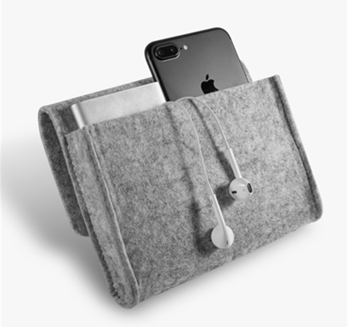 Simplify On - the - Go Organization with our Minimalist Felt Storage Pouch: Perfect for Chargers, Hard Drives, and Essentials. Light and Dark Gray Options for Effortless Style and Convenience! - Simplidecor