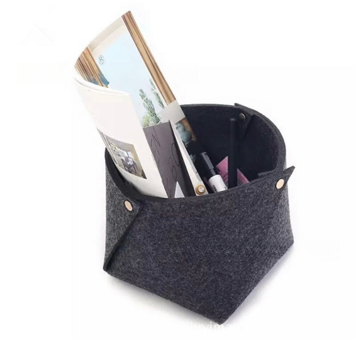 Simplify Your Space with Button - Assembled Felt Storage Basket: Minimalist Design in Light and Dark Gray. Easy Assembly for Tidy Desktops. Effortless Style and Convenience for Home Organization! - Simplidecor