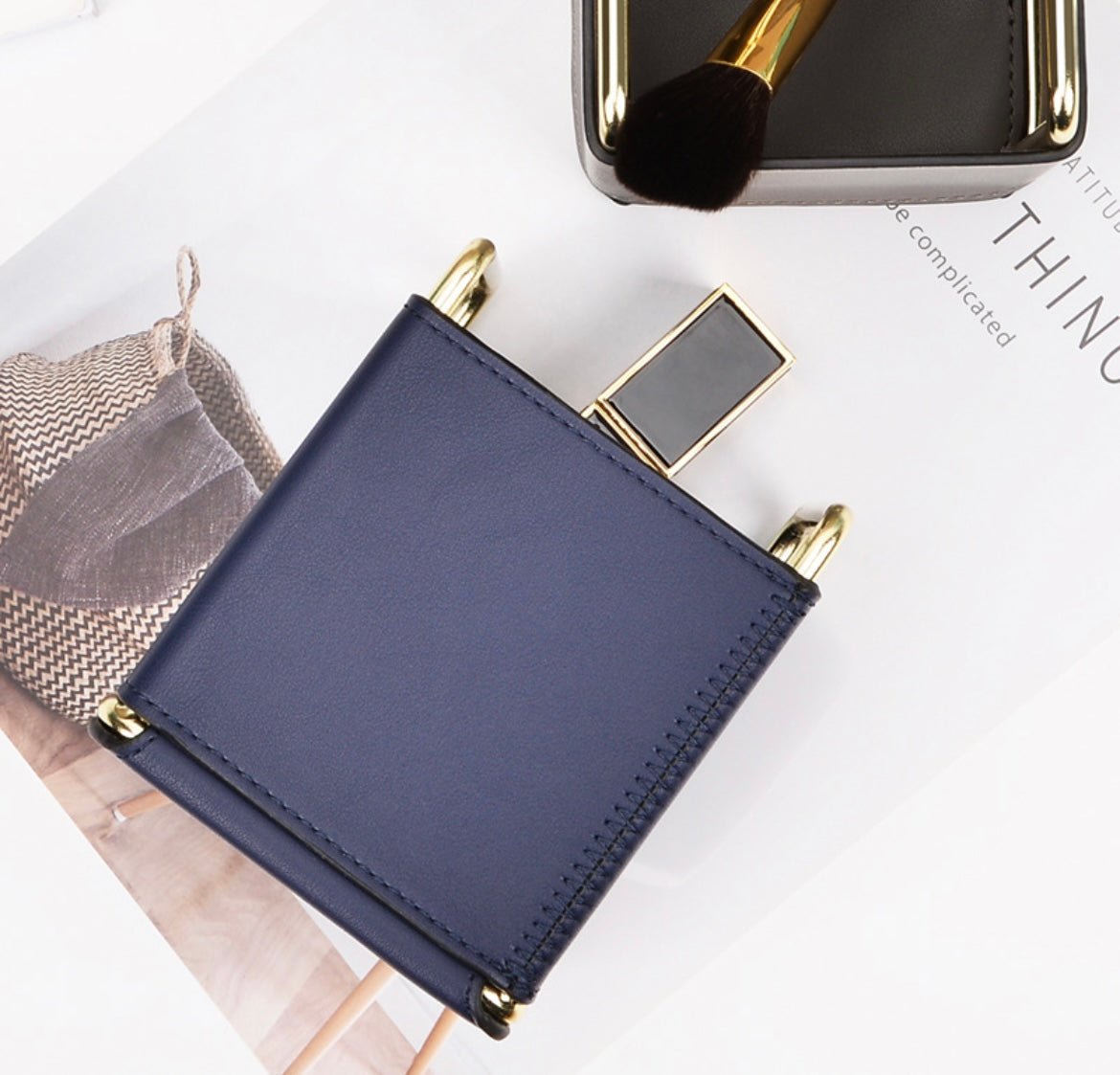 Simplistic Storage Box: Leather Strap, Golden Steel Frame – Elevate Your Space with Understated Elegance! - Simplidecor