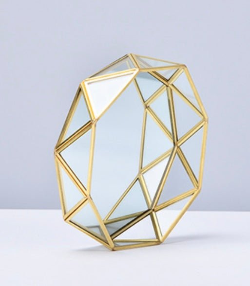 Sophisticated Glass and Gold Polygon Storage Tray: A Minimalist Statement for Modern Living - Simplidecor