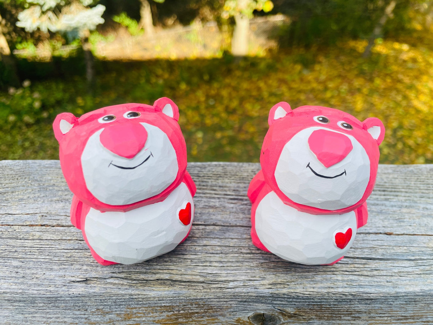 Strawberry Bear Carving: Handcrafted Wood Art - Simplidecor