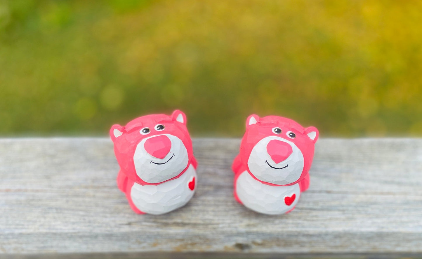 Strawberry Bear Carving: Handcrafted Wood Art - Simplidecor