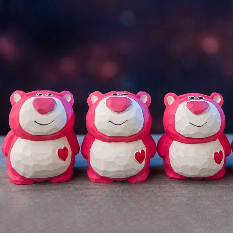 Strawberry Bear Carving: Handcrafted Wood Art - Simplidecor