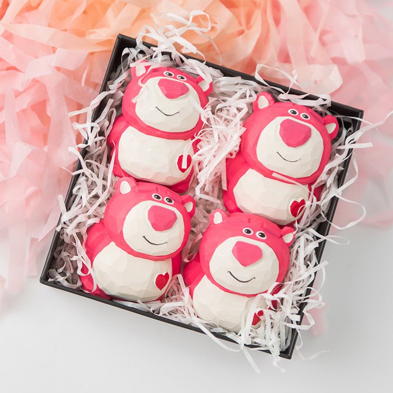 Strawberry Bear Carving: Handcrafted Wood Art - Simplidecor