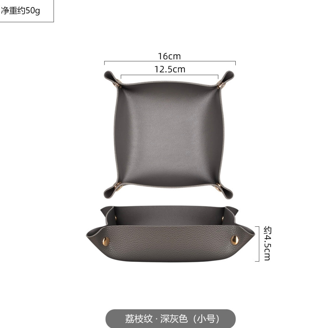 Stylish Desktop Organizer Box: Leather Exterior, Gold Clasp, Perfect for Home Office Storage and a Thoughtful Gift for Him - Simplidecor