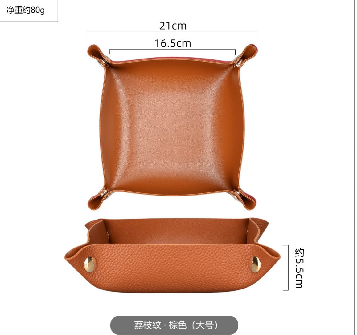 Stylish Desktop Organizer Box: Leather Exterior, Gold Clasp, Perfect for Home Office Storage and a Thoughtful Gift for Him - Simplidecor