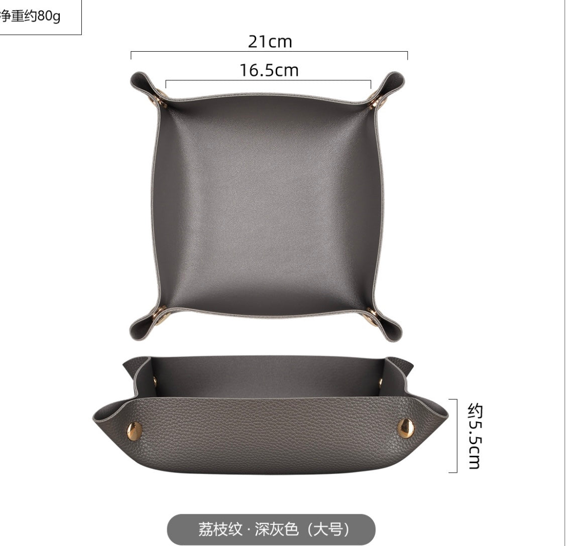 Stylish Desktop Organizer Box: Leather Exterior, Gold Clasp, Perfect for Home Office Storage and a Thoughtful Gift for Him - Simplidecor